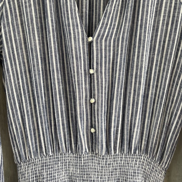 Rails Jasmine Dress Linen Blend Blue & White Stripe Size Large NEW - Picture 5 of 14